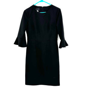 Donna Morgan size 4 Black fitted sheath dress bell sleeves hidden rear zip gabby